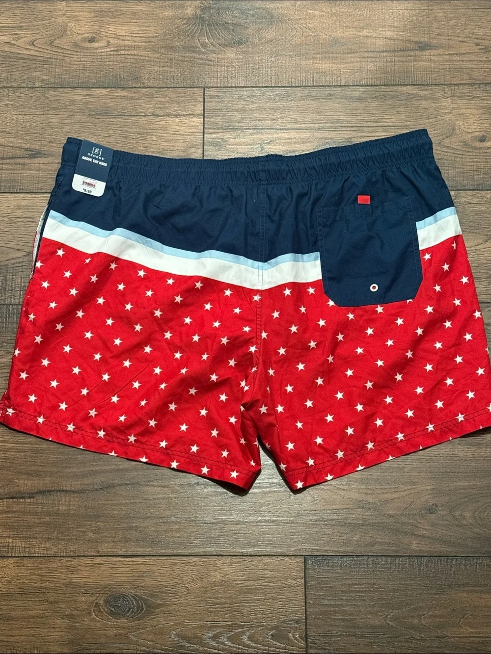 George above the knee Men's Red Polka Dot Swim Short Navy New size 3XL 48-50